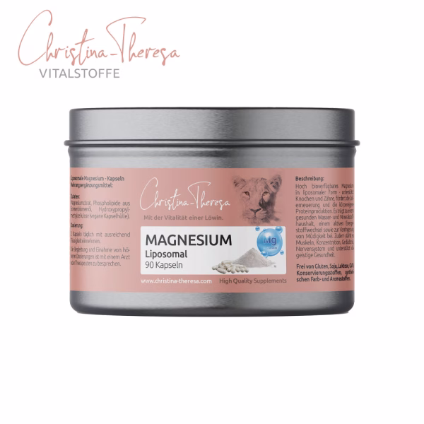 Liposomales magnesium in kapseln mit logo von vitalstoffe christina theresa