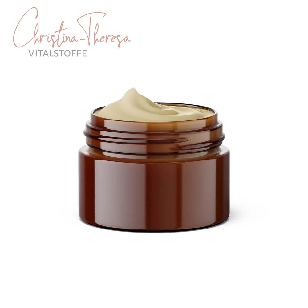 Black Miracle Salbe in einem braunem Glastigel- offen mit Vitalstoffe Christina Theresa LOGO