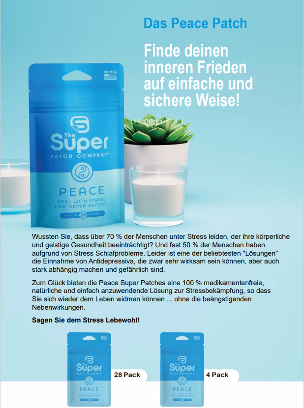 PEACE - das Original der Super Patches aus den USA - Ideal um ruhig zu bleiben und in stressigen Phasen